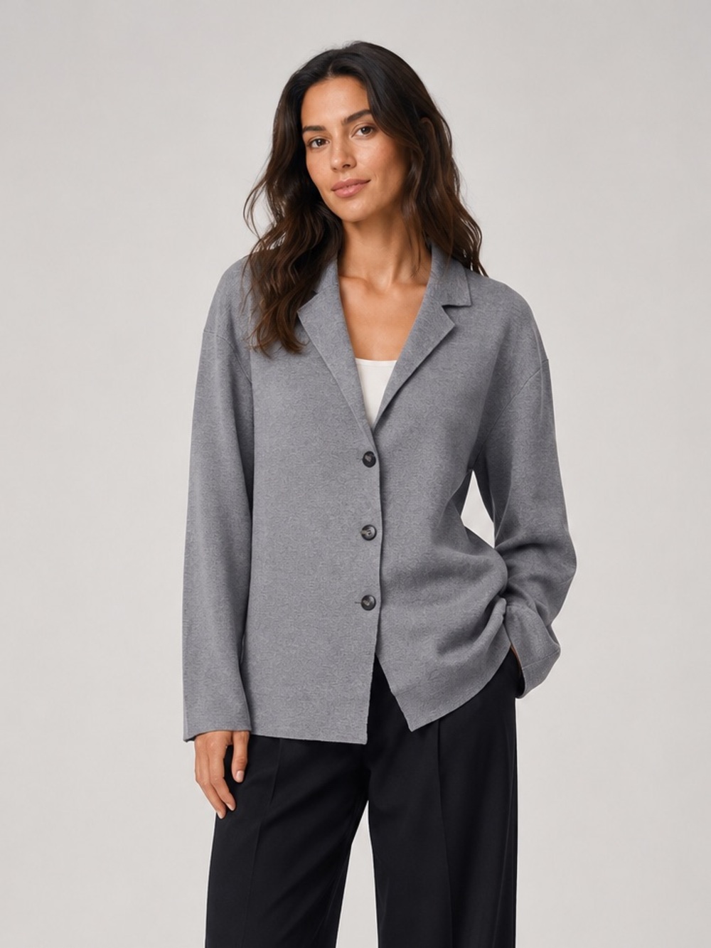 NEW Everlane Gray Button-Front Knit Cardigan Jacket